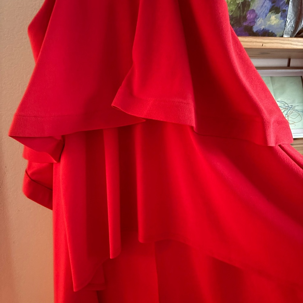 AKIRA Red Asymmetrical Ruffle Layered Dress - Picture 2 of 4